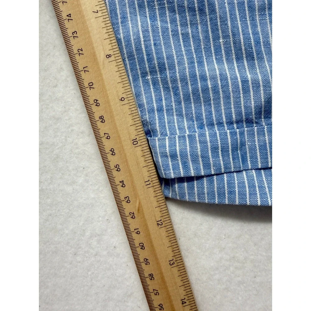 Monnari Blue White Striped Linen Summer Beach Bermuda Shorts Size 38 US 6